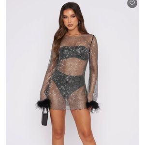 White Fox Boutique Disco Inferno Long Sleeve Mini Dress Black